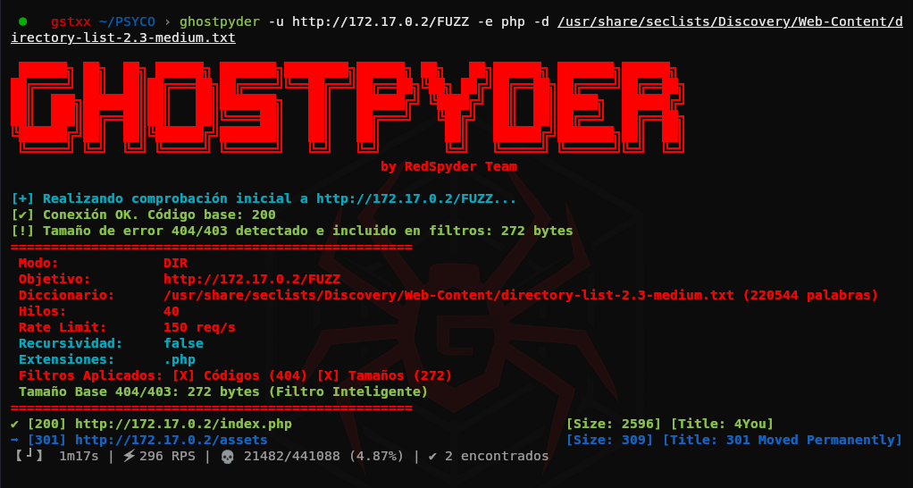 Fuzz web con ghostpyder