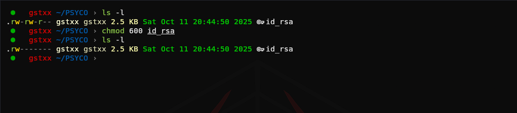 chmod 600 id_rsa